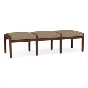 Lesro Industries Wood Waiting Reception 3 Seat Bench Wood Frame in Brown