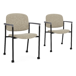 Lesro Vancouver Upholstered Reception Chair with Caster in Beige (Set of 2)