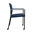 Lesro Vancouver Upholstered Reception Chair with Casters in Blue (Set of 2)