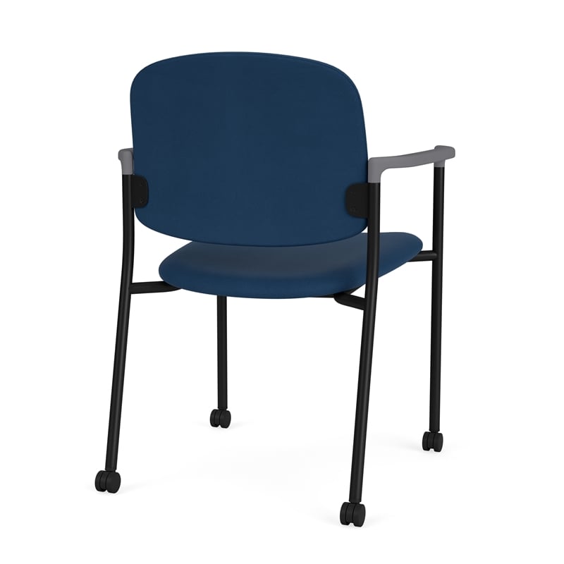 Lesro Vancouver Upholstered Reception Chair with Casters in Blue (Set of 2)