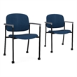 Lesro Vancouver Upholstered Reception Chair with Casters in Blue (Set of 2)