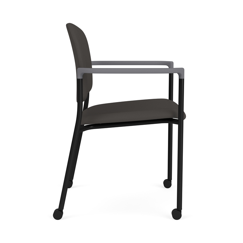 Lesro Vancouver Upholstered Reception Chair with Caster in Gray (Set of 2)