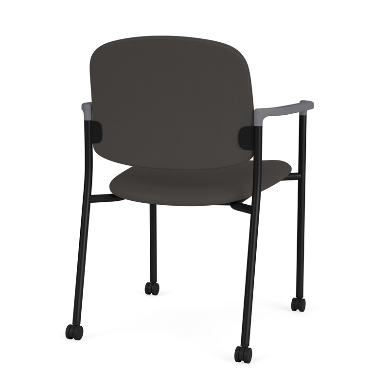 Lesro Vancouver Upholstered Reception Chair with Caster in Gray (Set of 2)