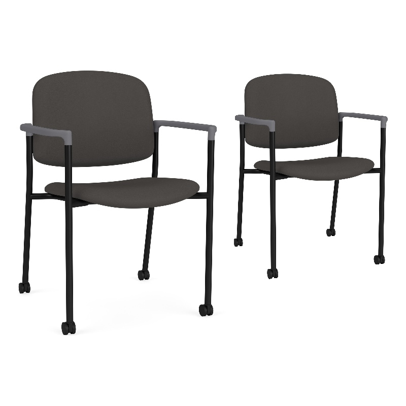 Lesro Vancouver Upholstered Reception Chair with Caster in Gray (Set of 2)