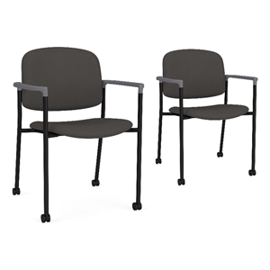 Lesro Vancouver Upholstered Reception Chair with Caster in Gray (Set of 2)