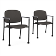 Lesro Vancouver Upholstered Reception Chair with Caster in Gray (Set of 2)