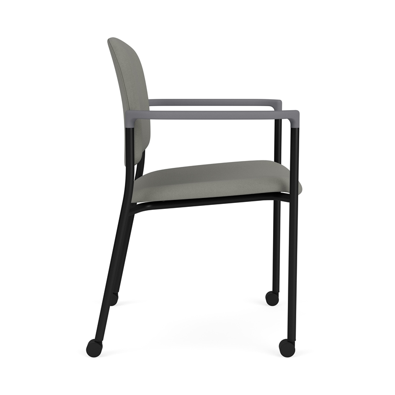 Lesro Vancouver Upholstered Reception Chair with Casters in Gray (Set of 2)