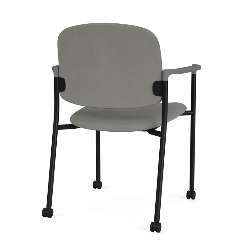 Lesro Vancouver Upholstered Reception Chair with Casters in Gray (Set of 2)