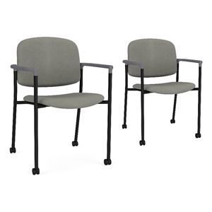 Lesro Vancouver Upholstered Reception Chair with Casters in Gray (Set of 2)