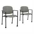 Lesro Vancouver Upholstered Reception Chair with Casters in Gray (Set of 2)