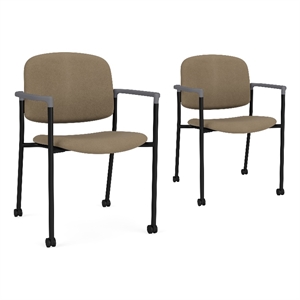 Lesro Vancouver Upholstered Reception Chair with Caster in Brown (Set of 2)