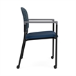 Lesro Vancouver Upholstered Reception Chair with Casters in Blue (Set of 2)