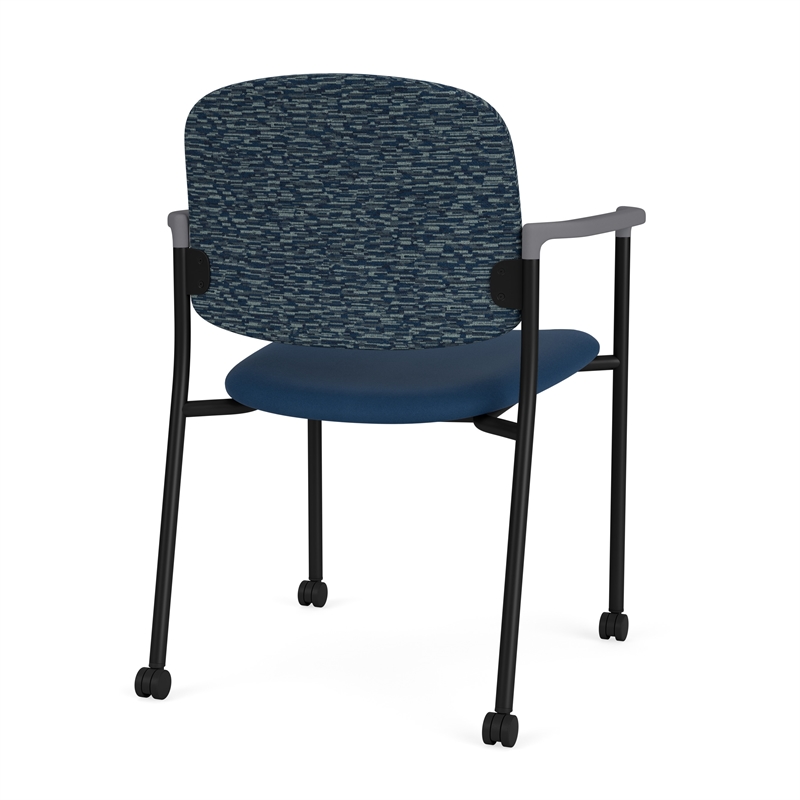 Lesro Vancouver Upholstered Reception Chair with Casters in Blue (Set of 2)