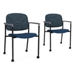 Lesro Vancouver Upholstered Reception Chair with Casters in Blue (Set of 2)