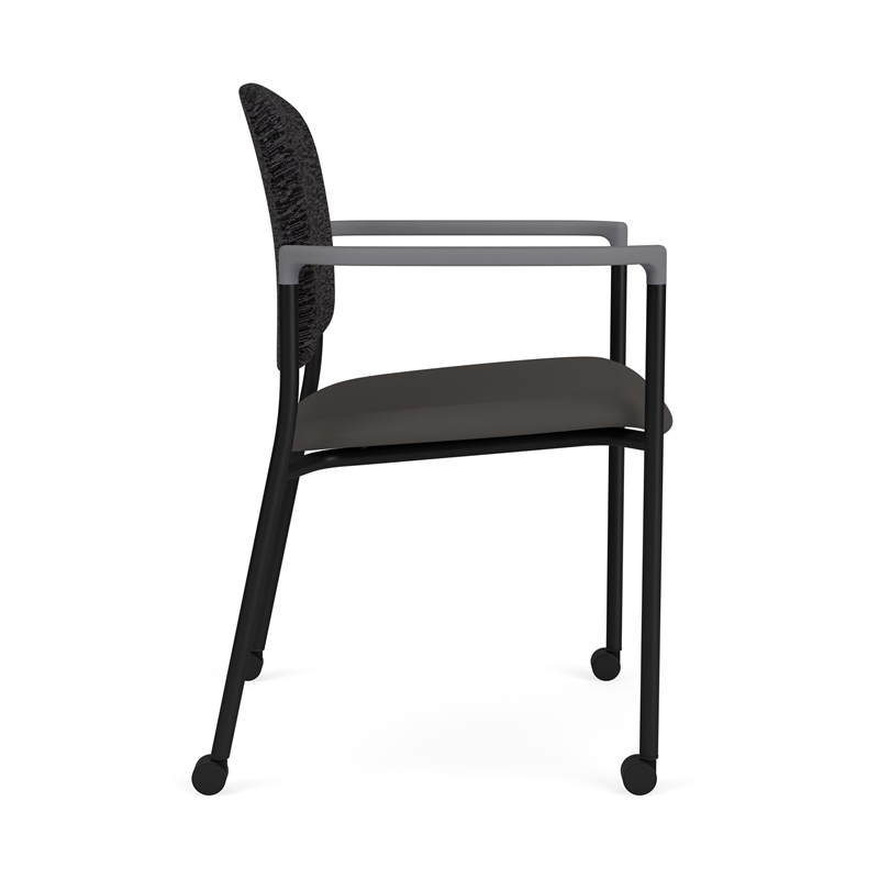 Lesro Vancouver Upholstered Reception Chair with Caster in Gray (Set of 2)