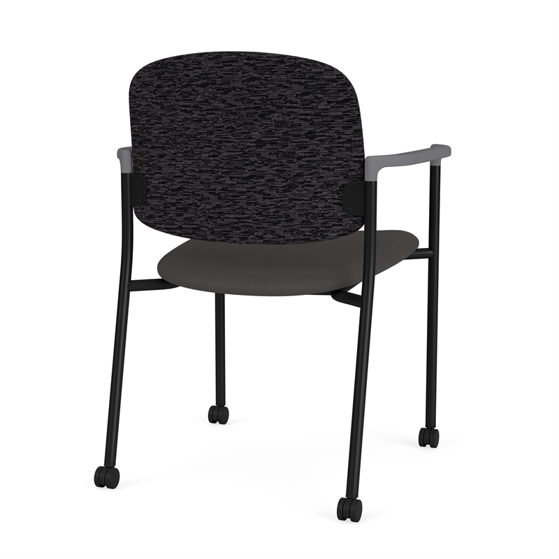 Lesro Vancouver Upholstered Reception Chair with Caster in Gray (Set of 2)
