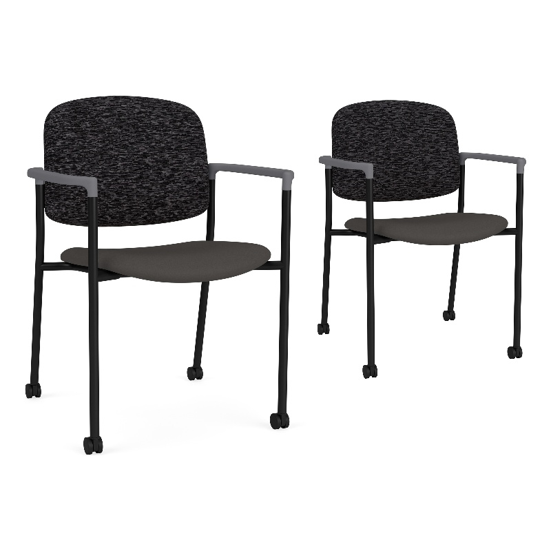 Lesro Vancouver Upholstered Reception Chair with Caster in Gray (Set of 2)