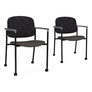 Lesro Vancouver Upholstered Reception Chair with Caster in Gray (Set of 2)