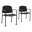 Lesro Vancouver Upholstered Reception Chair with Caster in Gray (Set of 2)