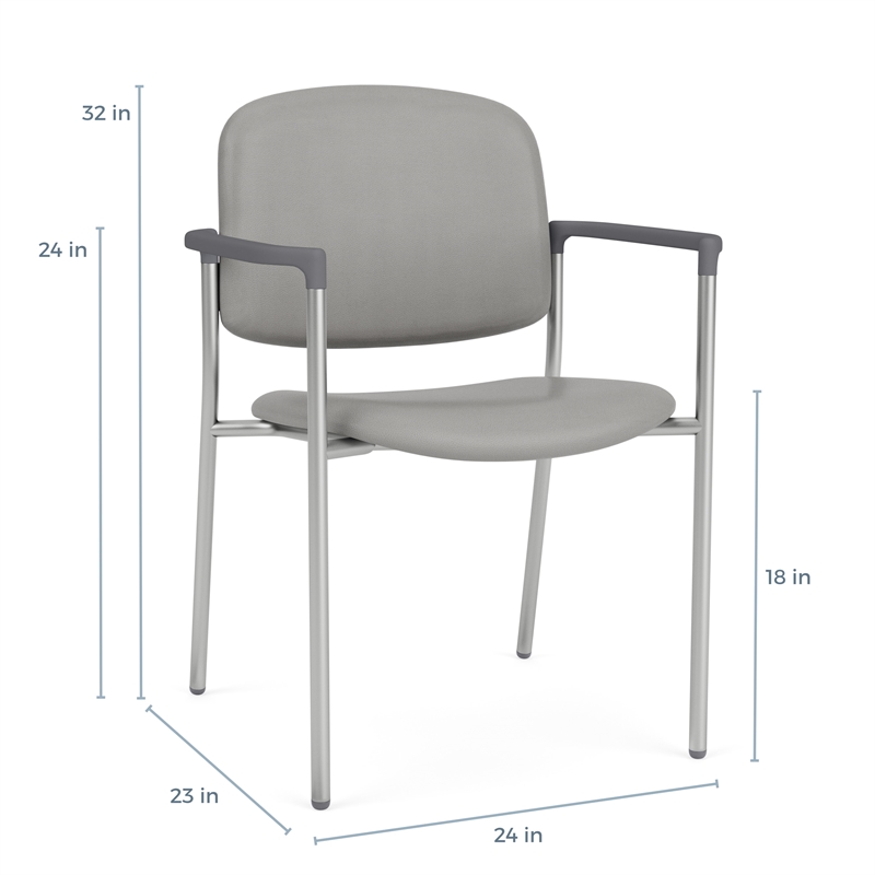 Lesro Vancouver Upholstered Reception Chair with Casters in Gray (Set of 2)