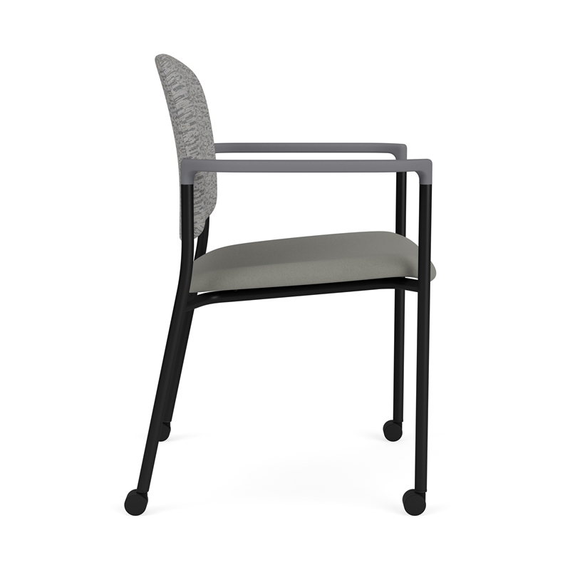 Lesro Vancouver Upholstered Reception Chair with Casters in Gray (Set of 2)