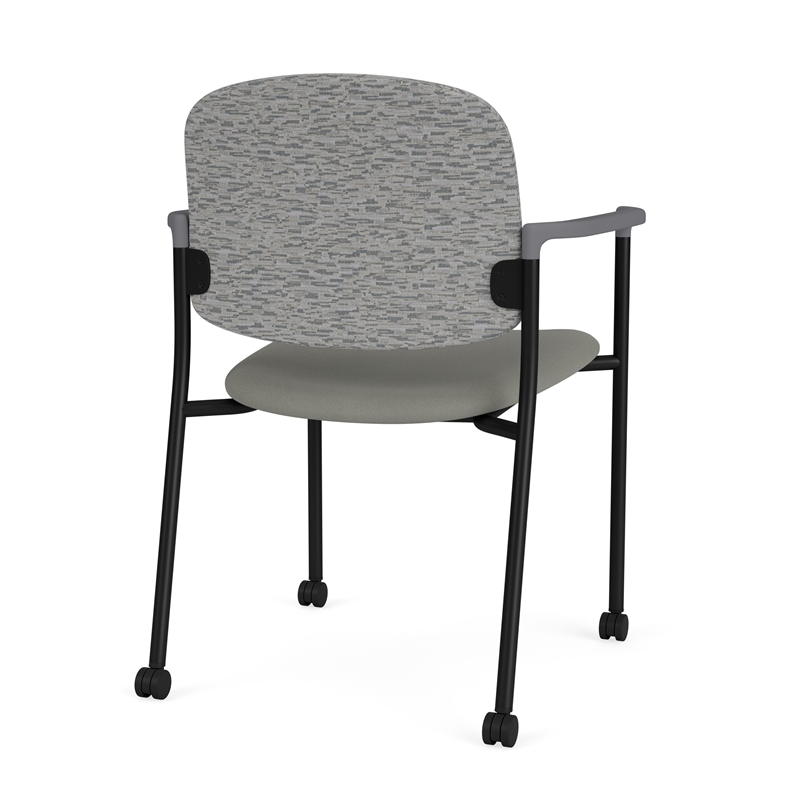 Lesro Vancouver Upholstered Reception Chair with Casters in Gray (Set of 2)