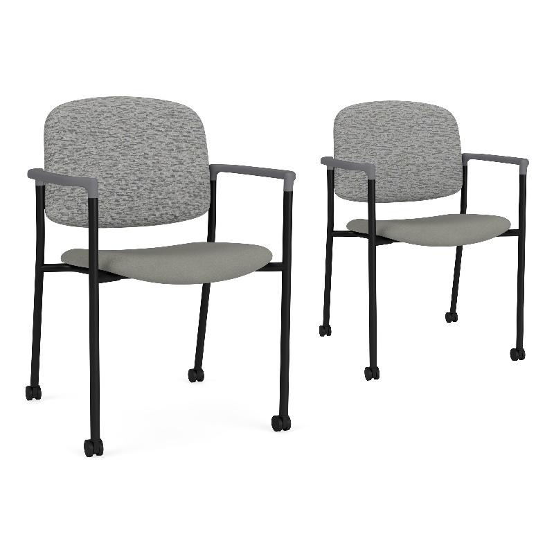 Lesro Vancouver Upholstered Reception Chair with Casters in Gray (Set of 2)