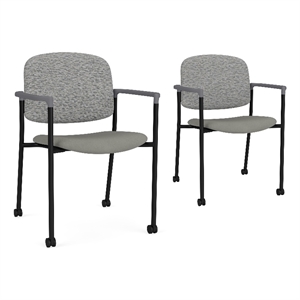 Lesro Vancouver Upholstered Reception Chair with Casters in Gray (Set of 2)