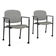 Lesro Vancouver Upholstered Reception Chair with Casters in Gray (Set of 2)