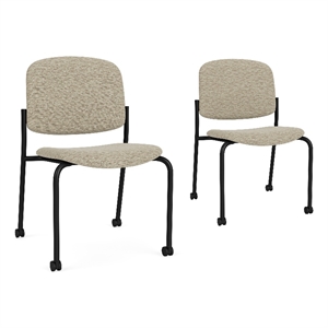 Lesro Vancouver Armless Reception Chair with Casters in Beige (Set of 2)