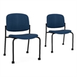 Lesro Vancouver Armless Reception Chair with Casters in Blue (Set of 2)