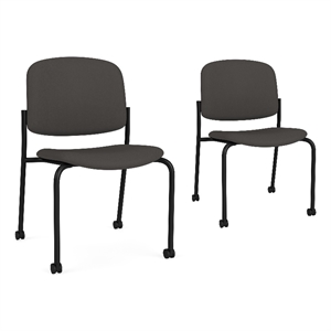 Lesro Vancouver Armless Reception Chair with Caster in Dark Gray (Set of 2)