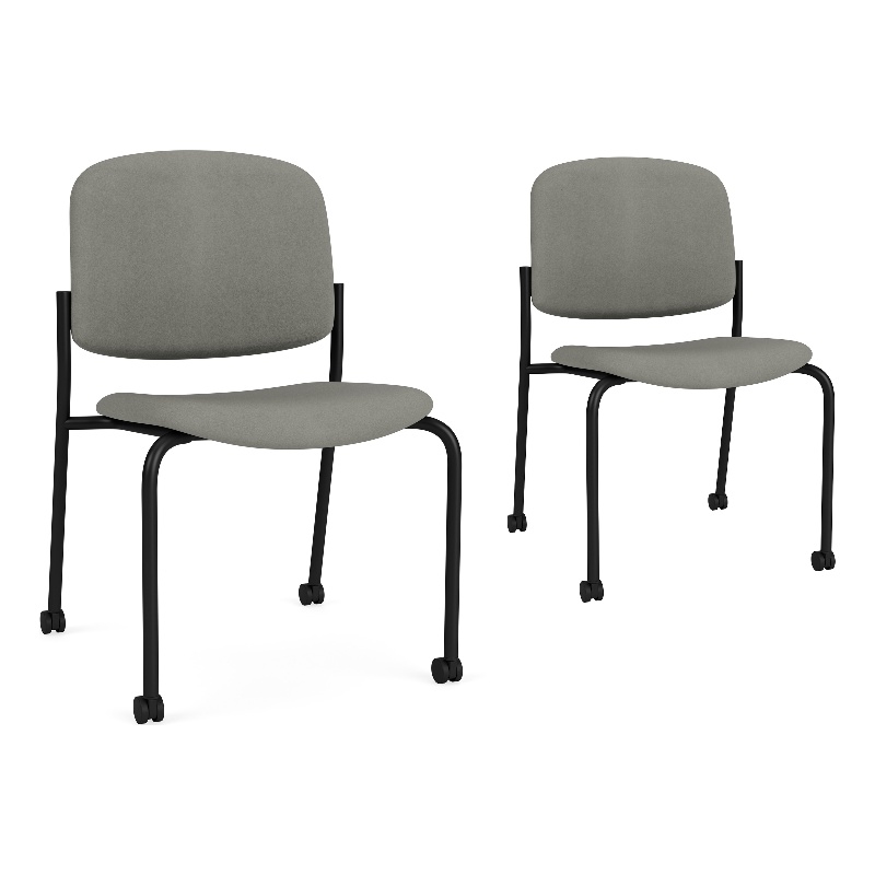 Lesro Vancouver Armless Reception Chair with Casters in Gray (Set of 2)
