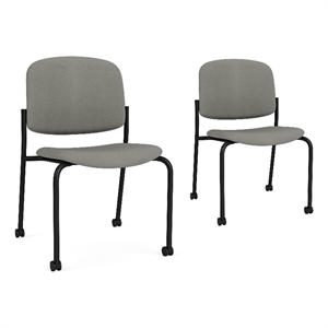 Lesro Vancouver Armless Reception Chair with Casters in Gray (Set of 2)