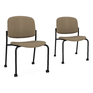 Lesro Vancouver Armless Reception Chair with Casters in Brown (Set of 2)