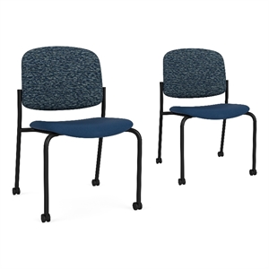 Lesro Vancouver Armless Reception Chair with Casters in Blue (Set of 2)