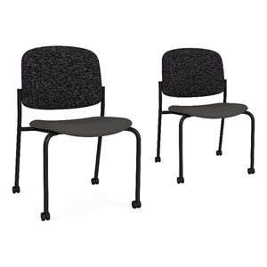 Lesro Vancouver Armless Reception Chair with Caster in Dark Gray (Set of 2)