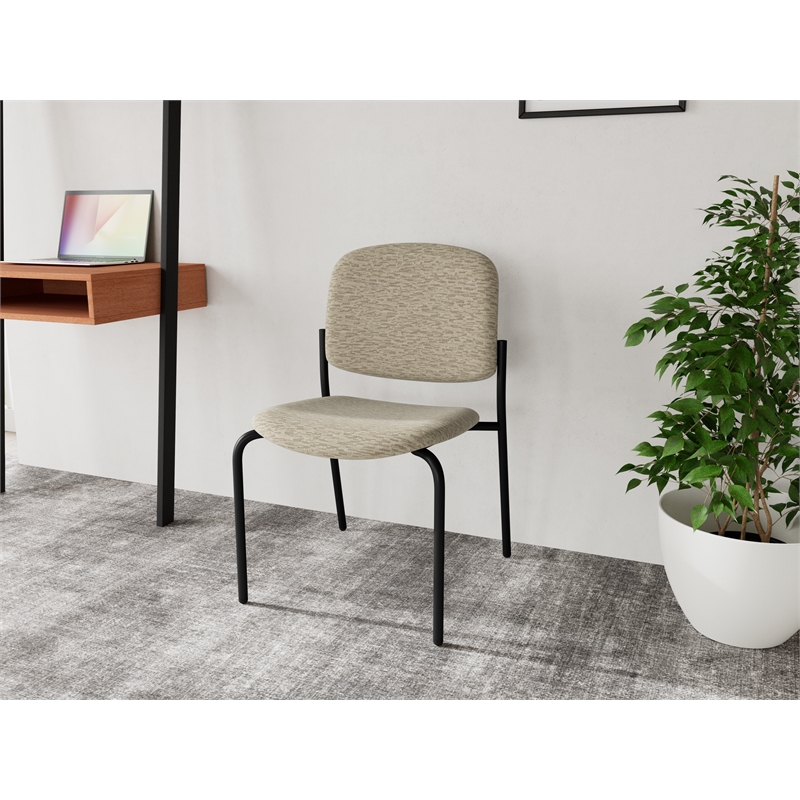 Lesro Vancouver Armless Upholstered Reception Chair in Beige (Set of 2)