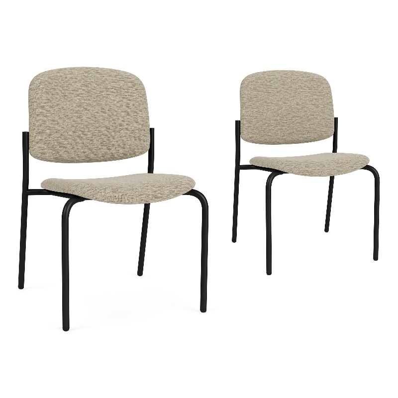 Lesro Vancouver Armless Upholstered Reception Chair in Beige (Set of 2)