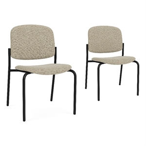 Lesro Vancouver Armless Upholstered Reception Chair in Beige (Set of 2)