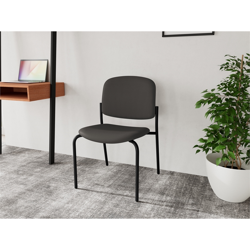 Lesro Vancouver Armless Upholstered Reception Chair in Dark Gray (Set of 2)