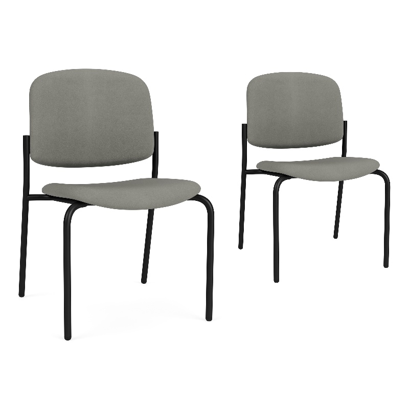 Lesro Vancouver Armless Upholstered Reception Chair in Gray (Set of 2)