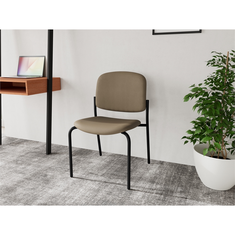 Lesro Vancouver Armless Upholstered Reception Chair in Brown (Set of 2)