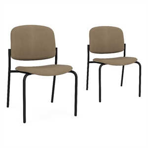 Lesro Vancouver Armless Upholstered Reception Chair in Brown (Set of 2)