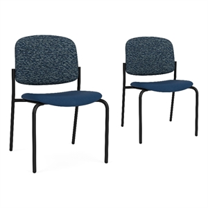 Lesro Vancouver Armless Upholstered Reception Chair in Blue (Set of 2)