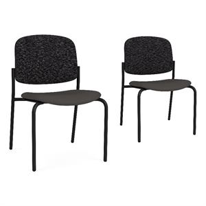 Lesro Vancouver Armless Upholstered Reception Chair in Dark Gray (Set of 2)