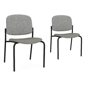 Lesro Vancouver Armless Upholstered Reception Chair in Gray (Set of 2)