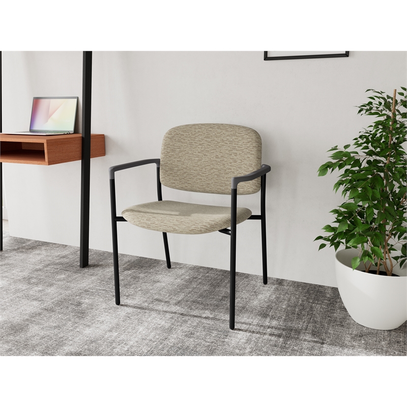Lesro Vancouver Wide Upholstered Reception Guest Chair in Beige (Set of 2)