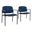 Lesro Vancouver Wide Upholstered Reception Guest Chair in Blue (Set of 2)