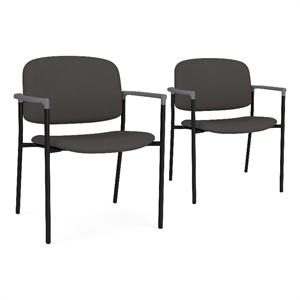 Lesro Vancouver Wide Upholstered Reception Guest Chair in Gray (Set of 2)